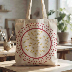 Bolsa Tote Grande Coroa Floral Elegante Monograma Personalizado Redo