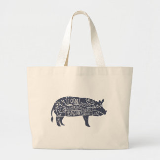 Bolsa Tote Grande Cortes de carne de porco americanos, vintage