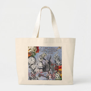 Bolsa Tote Grande Cortina de nonsense da Alice no país das maravilha