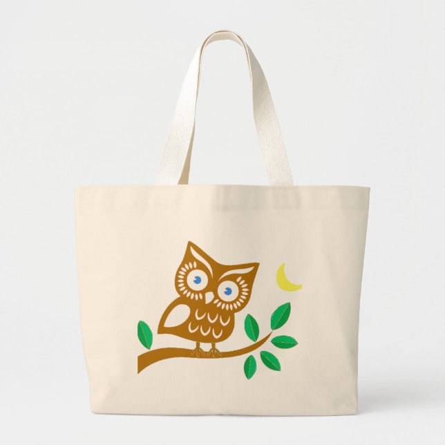 Bolsa Tote Grande Coruja bonito (Frente)