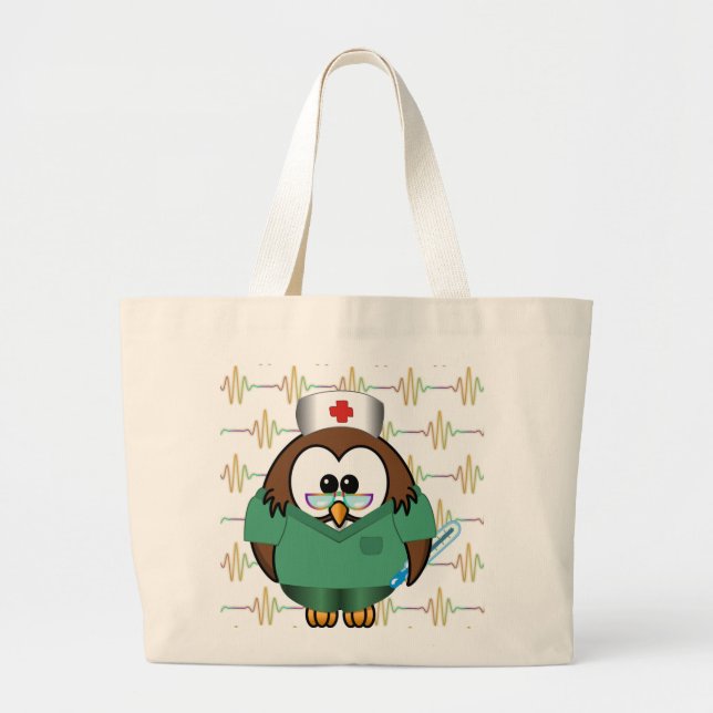 Bolsa Tote Grande coruja-enfermeira (Frente)