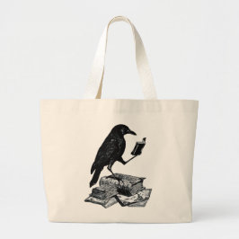 Bolsa Tote Grande Corvo Mágico com Livros Acadêmicos