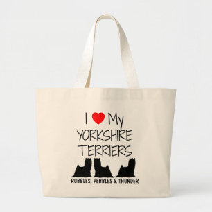Bolsa Tote Grande Costume Adoro Os Meus Três Terriers Yorkshire