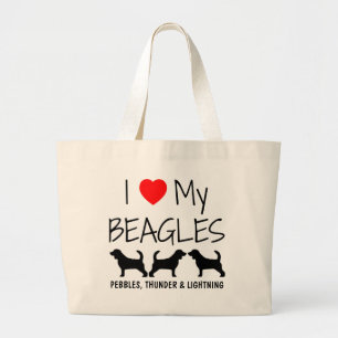 Bolsa Tote Grande Costume Amo Meus Três Beagles