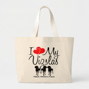 Bolsa Tote Grande Costume Amo Minha Bag De Três Vizslas