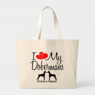 Bolsa Tote Grande Costume Amo Minha Bag Dobermans