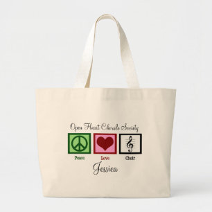 Bolsa Tote Grande Costume do coro do amor da paz bonito