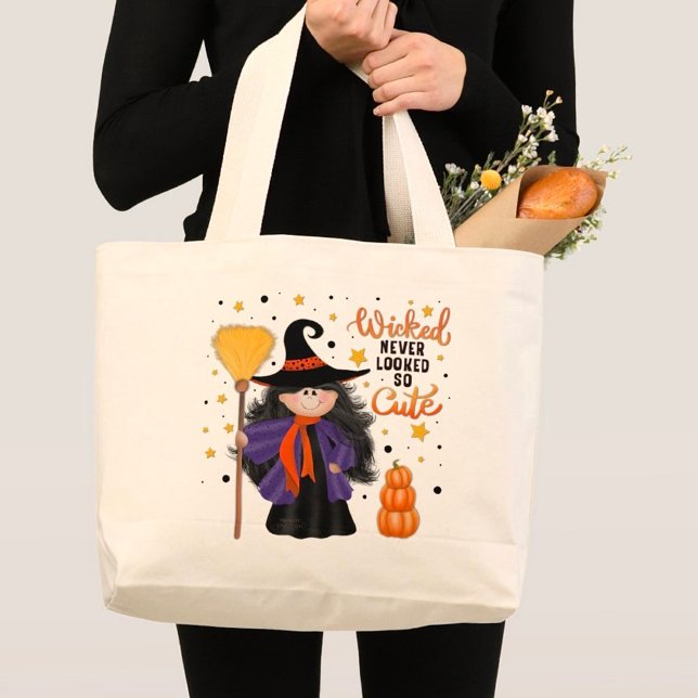 Bolsa Tote Grande Cota de Bruxas Corajosas Halloween (Criador carregado)