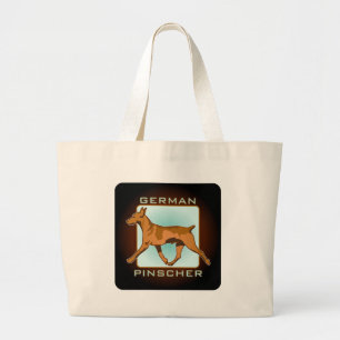 Bolsa Tote Grande Crachá alemão do Pinscher, quadrado