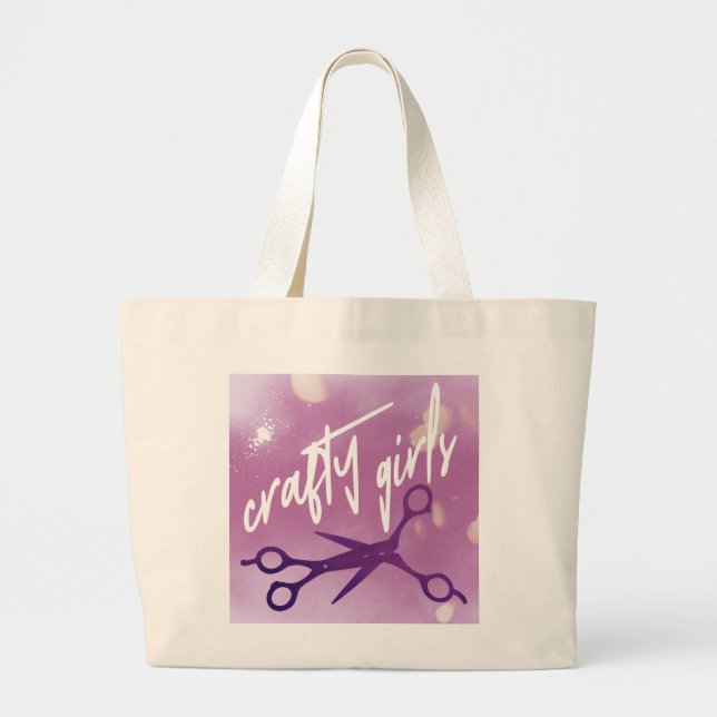 Bolsa Tote Grande Crafty Girls, Subtle Sapphic, Lavender Scissors  (Frente)