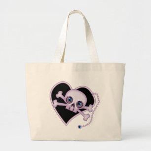 Bolsa Tote Grande Crânio de néon roxo
