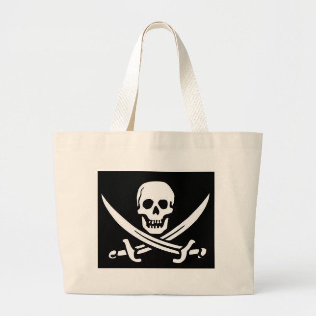 Bolsa Tote Grande Crânio e Espadas Piratas (Frente)