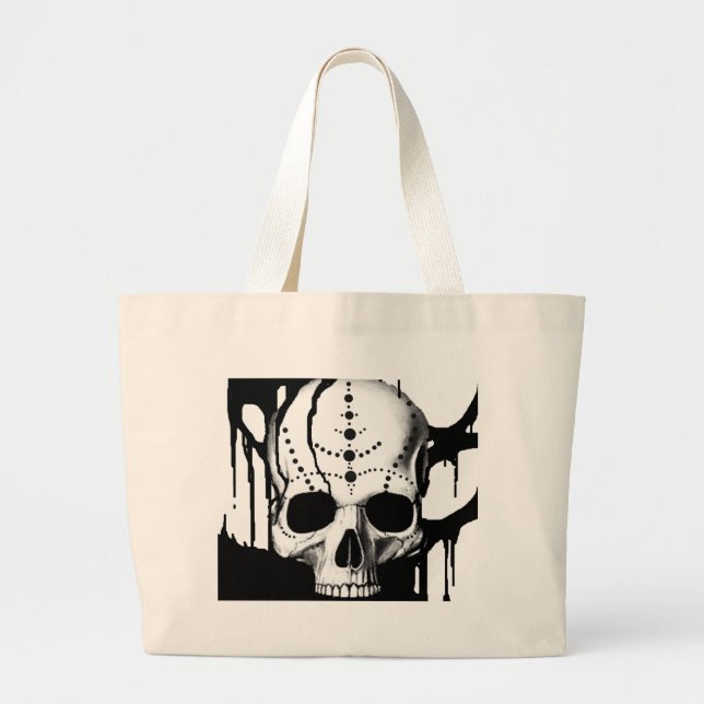 Bolsa Tote Grande Crânio Negro (Frente)