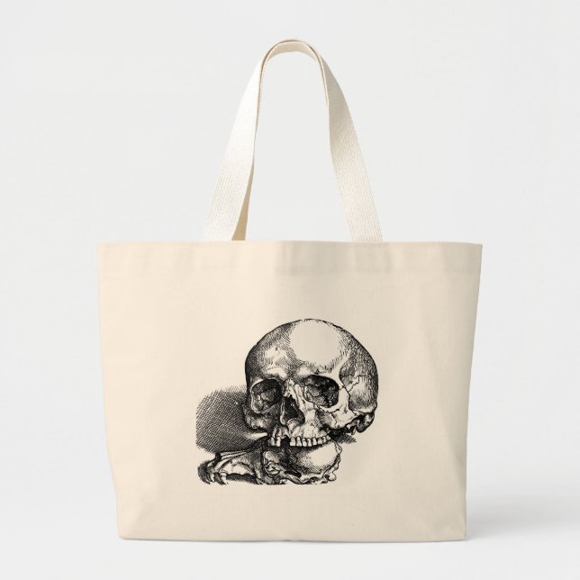 Bolsa Tote Grande Crânios, ser humano e animal (Frente)