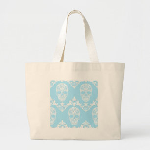 Bolsa Tote Grande crânios vitorianos azuis