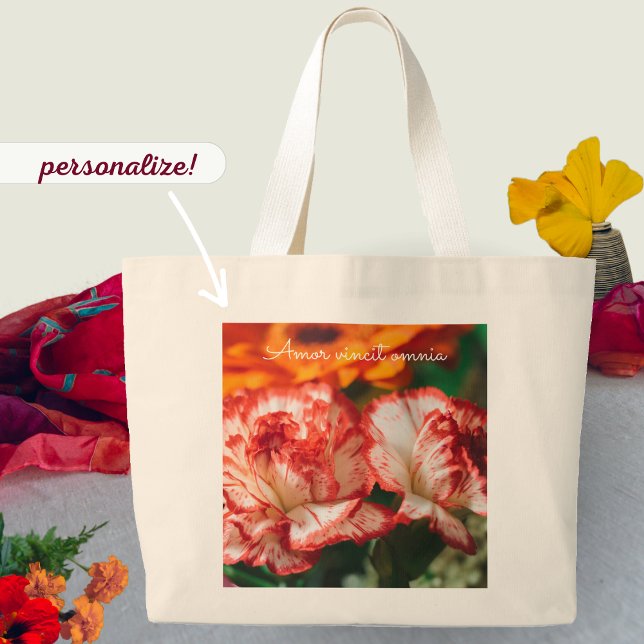 Bolsa Tote Grande Cravos e gerbera riscados (Criador carregado)