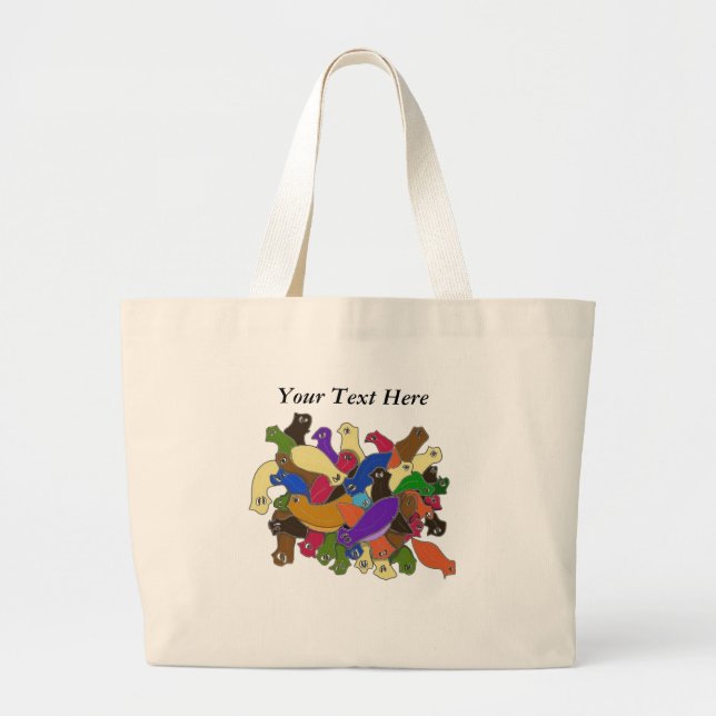 Bolsa Tote Grande Crazy Cross Eyed Planarian Worms Design 2 (Frente)