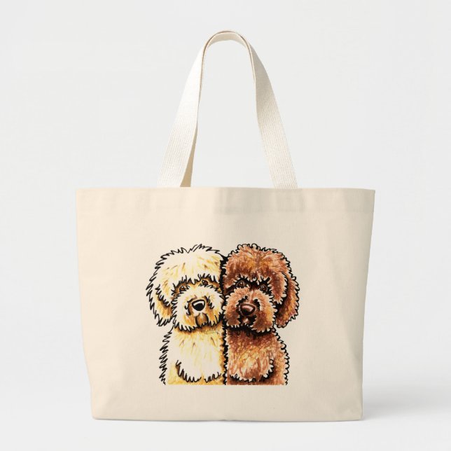 Bolsa Tote Grande Cream Chocolate Labradoodles (Frente)