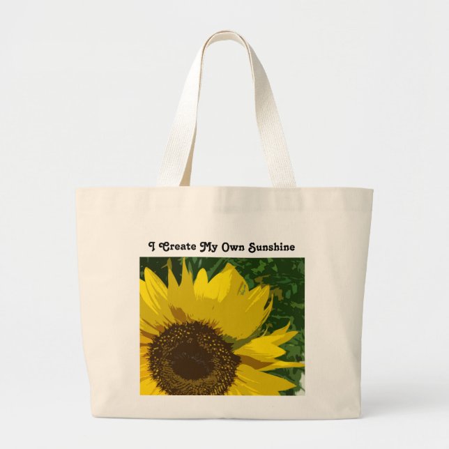 Bolsa Tote Grande Create My Own Sunshine Yellow Sunflower Floral (Frente)