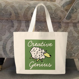 Bolsa Tote Grande "Creative Genius" Cartoon Project Bag