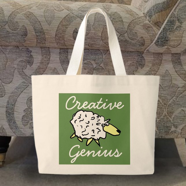 Bolsa Tote Grande "Creative Genius" Cartoon Project Bag (Criador carregado)