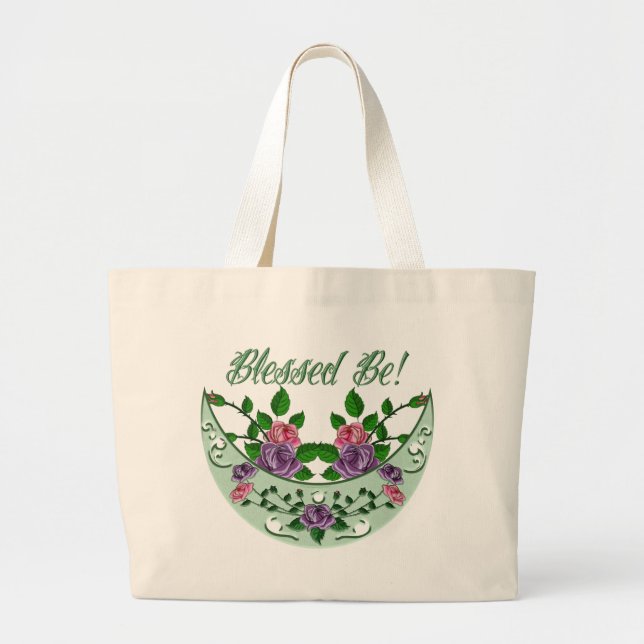 Bolsa Tote Grande Crescente ereto da deusa verde (Frente)