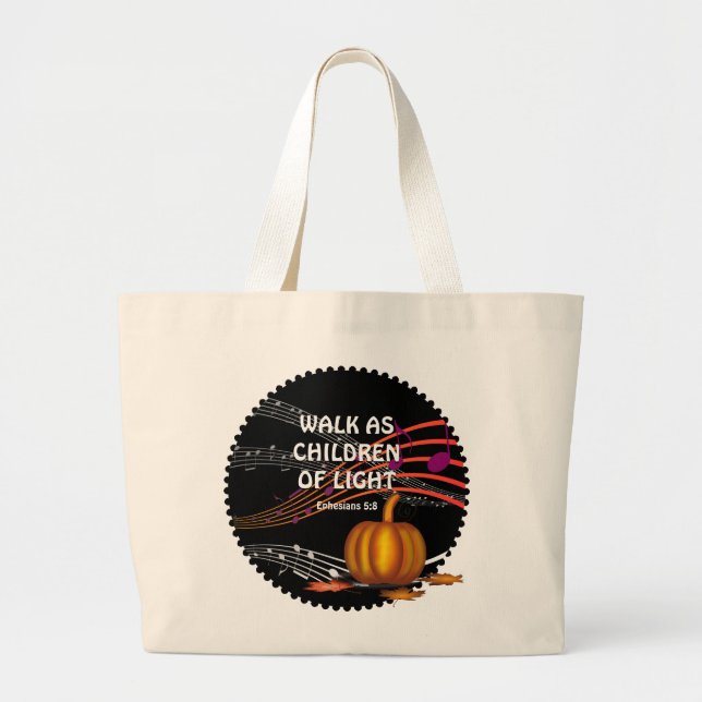 Bolsa Tote Grande CRIANÇAS DE LUZ DO Halloween (Frente)