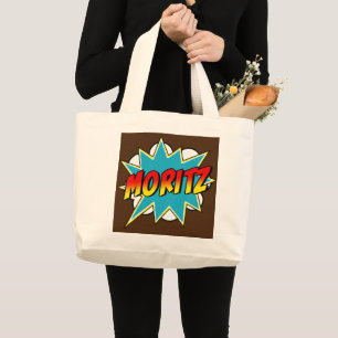 Bolsa Tote Grande Crianças Meninos Moritz Nome Super Herói do Livro 
