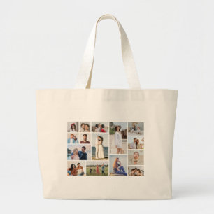 Bolsa Tote Grande Crie Sua Própria Colagem de 15 Fotos