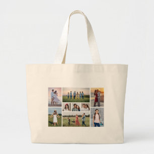 Bolsa Tote Grande Crie sua própria colagem de fotos de 9