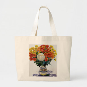 Bolsa Tote Grande Crisântemos em um jarro modelado 2005