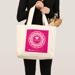Bolsa Tote Grande Crochet Divertido Que Era Bonito Círculo Doily De