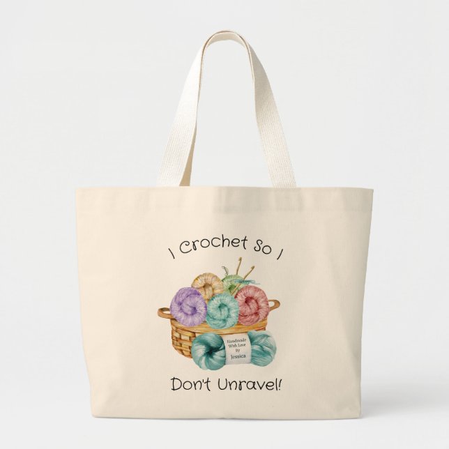 Bolsa Tote Grande Crochet Funny Personalizado (Frente)