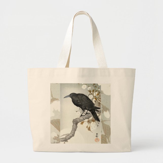 Bolsa Tote Grande Crow Raven Koson Japonês (Frente)