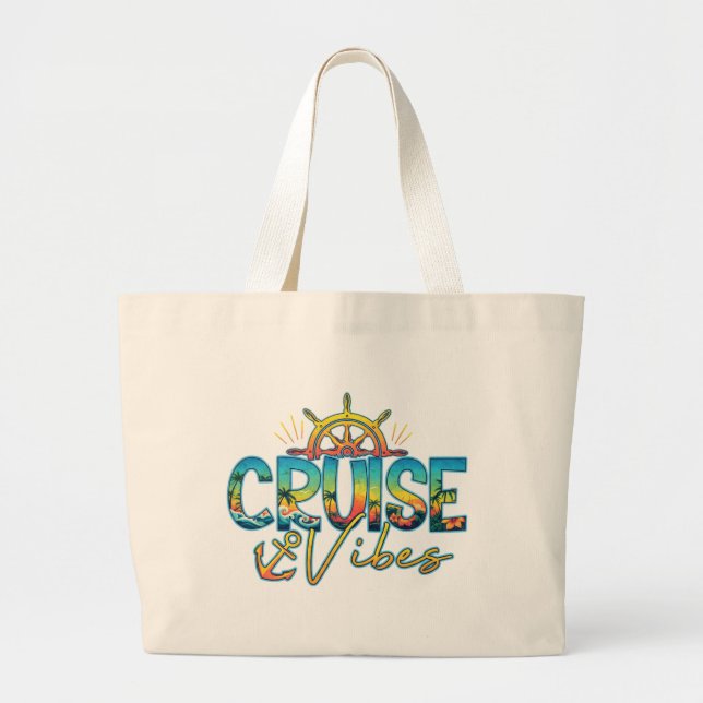 Bolsa Tote Grande Cruise Vibes Beach Nautical Tote Bag (Frente)