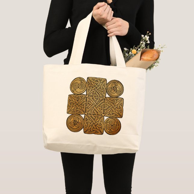 Bolsa Tote Grande Cruz Céltica de Knotwork (Frente (produto))