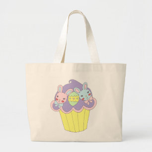 Bolsa Tote Grande Cupcake bonito dos coelhinhos da Páscoa