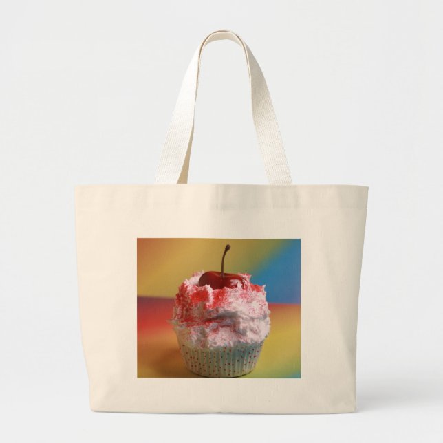 Bolsa Tote Grande Cupcake da baunilha da cereja (Frente)