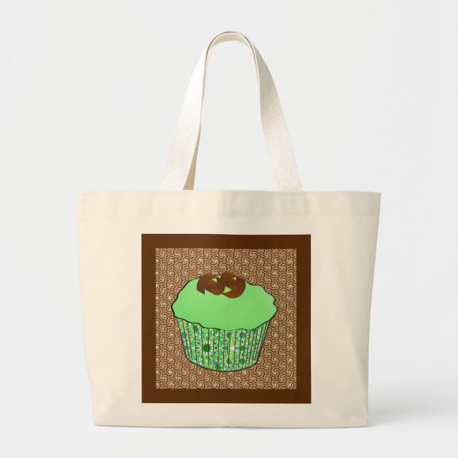 Bolsa Tote Grande Cupcake de Chocolate do Fosco da Casa da Moeda, Fu (Frente)