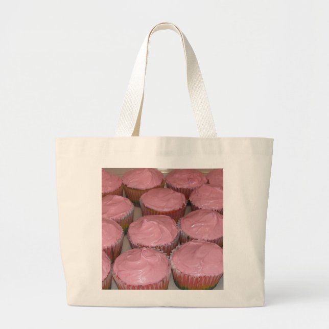 Bolsa Tote Grande Cupcake de morango (Frente)