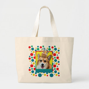 Bolsa Tote Grande Cupcake do aniversário - Corgi - Owen