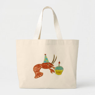 Bolsa Tote Grande Cupcake dos lagostins do aniversário