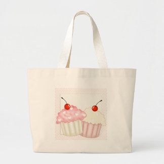 Bolsa Tote Grande Cupcakes cor-de-rosa