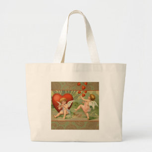 Bolsa Tote Grande Cupidos do Amor Antigo Vintage do Dia dos Namorado