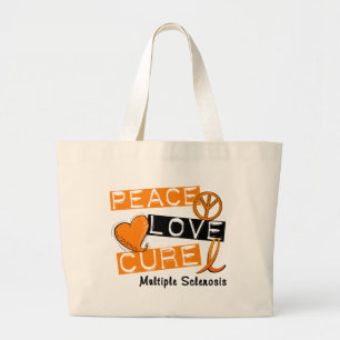 Bolsa Tote Grande CURA 1 do AMOR da PAZ da esclerose múltipla