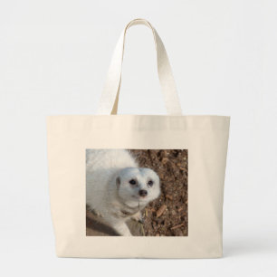 Bolsa Tote Grande Curioso White Meerkat,