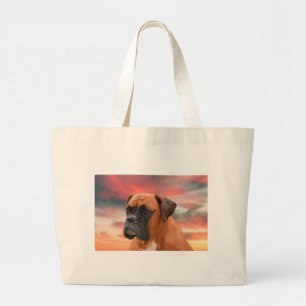 Bolsa Tote Grande Cute Boxer Dog Água Cor Pintura a Óleo Arte