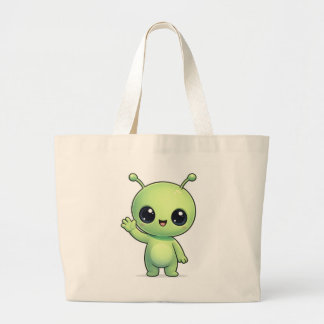Bolsa Tote Grande Cute Chibi Green Alien Tote Bag – Kawaii Space Cha
