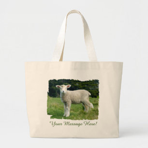 Bolsa Tote Grande Cute Cordeiro com Rosto Enlameado no Prado Persona