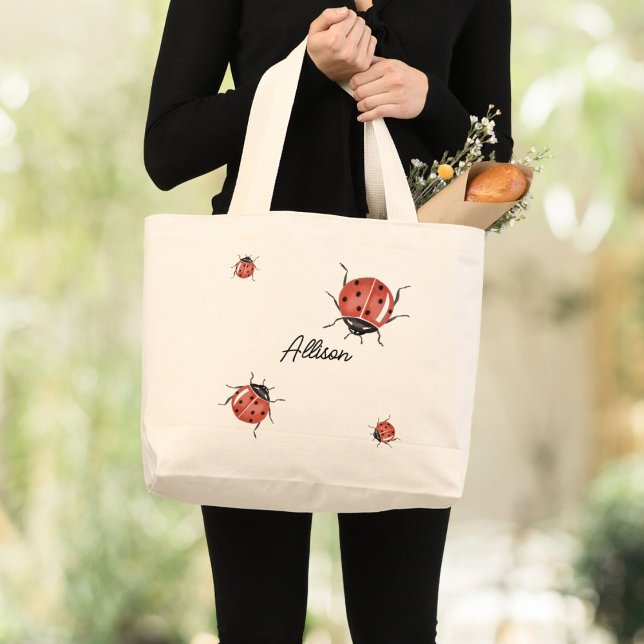 Bolsa Tote Grande Cute Ladybug (Criador carregado)